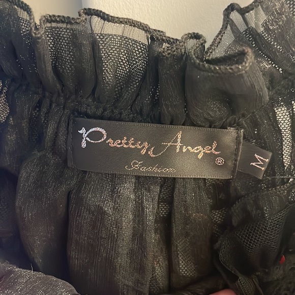 Glittery black tank top with lace - Picture 7 of 9